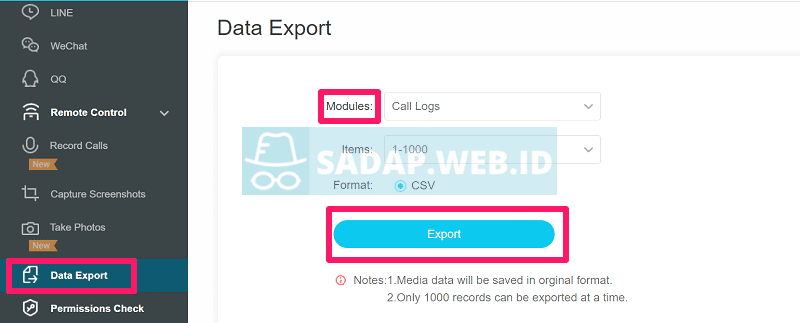 data hasil sadap