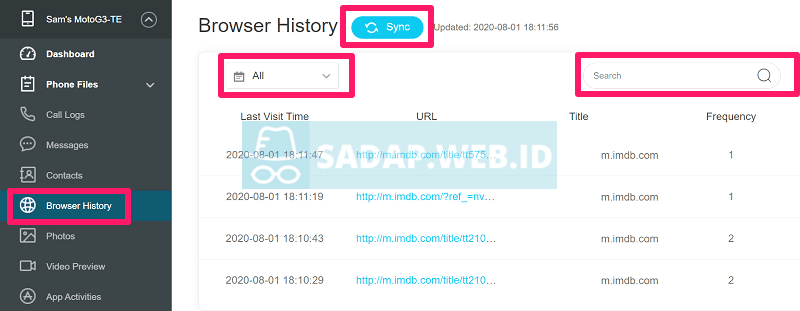 cara sadap browser
