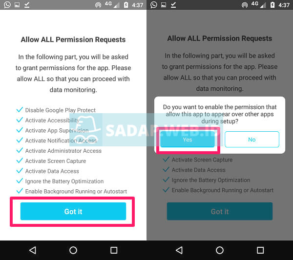pengaturan izin fitur remote layar hp