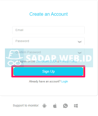 halaman login kidsguard pro