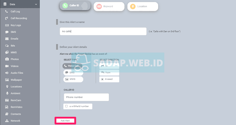 sadap data panggilan spyera
