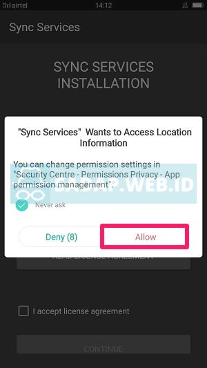 berikan izin akses ke data lokasi