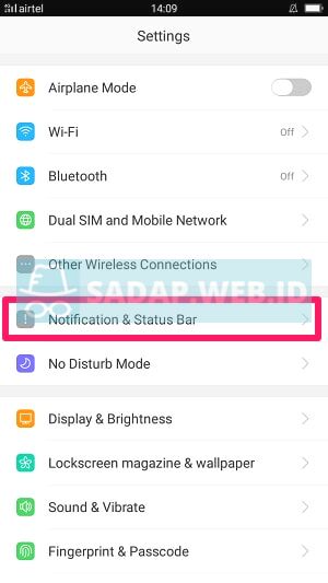 pengaturan notifikasi dan status