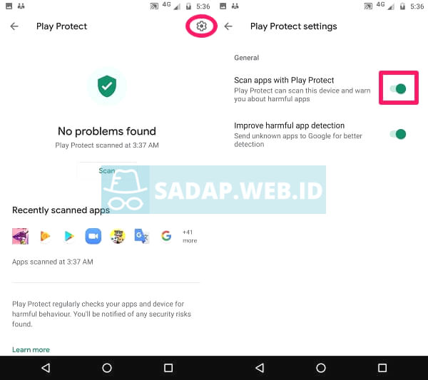 nonaktifkan keamanan play store