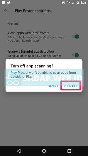 nonaktifkan play protect