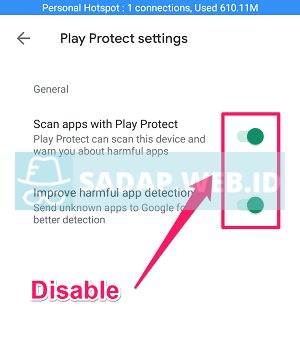 nonaktifkan play protect