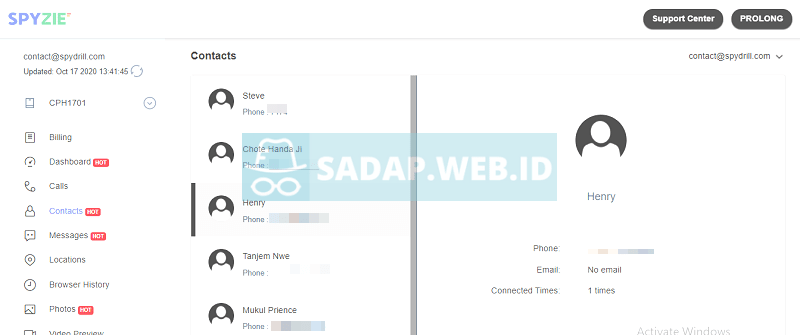 aplikasi sadap kontak spyzie