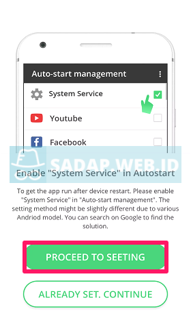 aktifkan system service