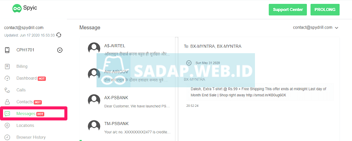 sadap pesan sms