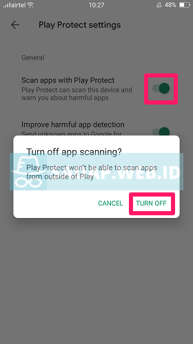 nonaktifkan untuk dapat install spyic