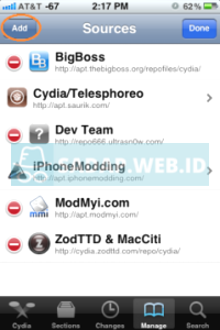 pilih add aplikasi cydia