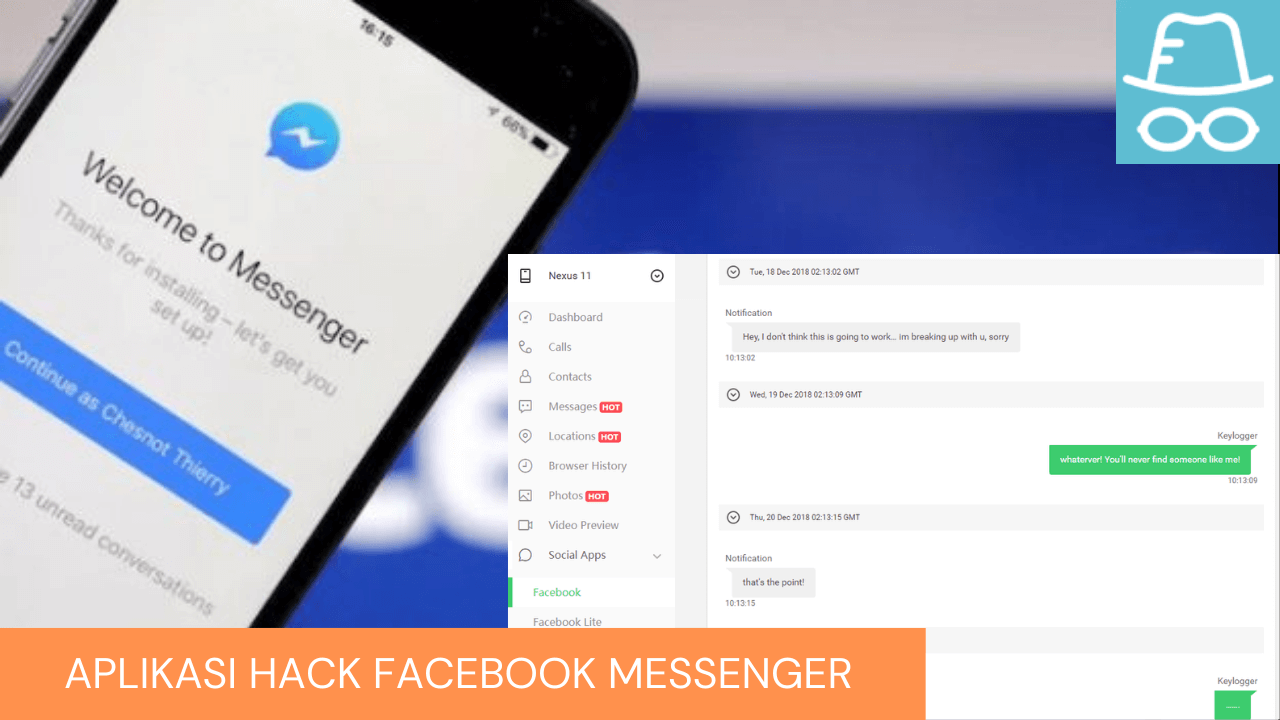 hack facebook messenger lewat hp