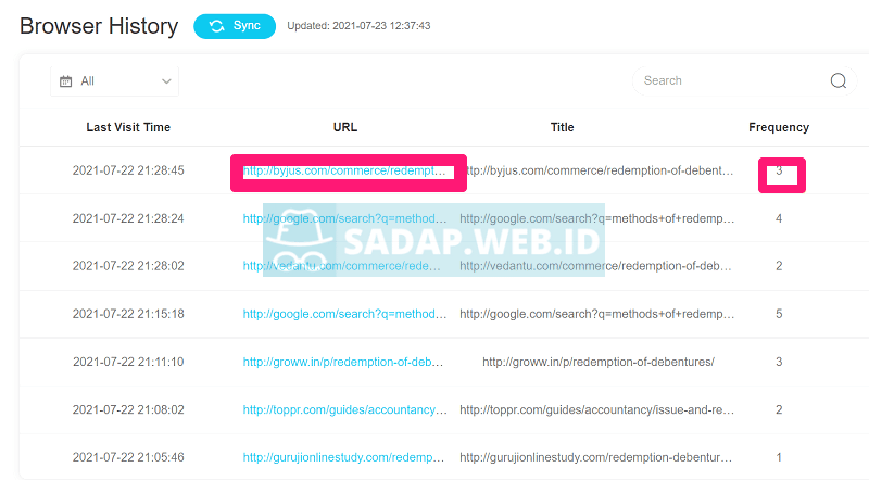 sadap browser android