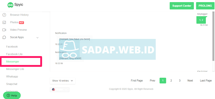 sadap pesan messenger