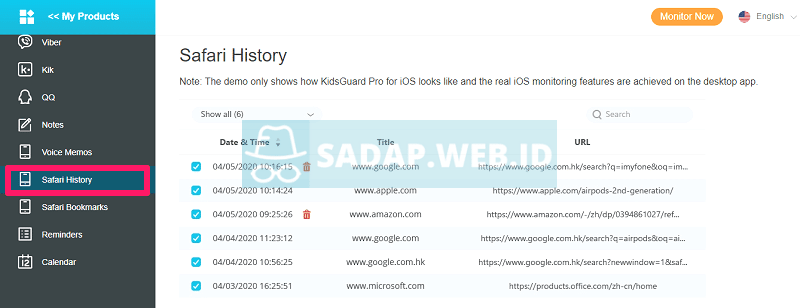 sadap browser iphone