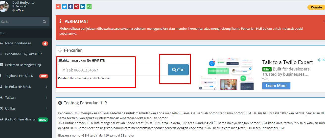 lacak hlr