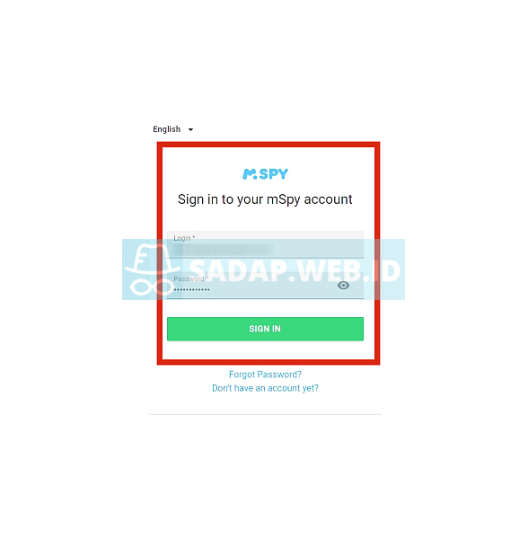 login dengan user dan password mspy